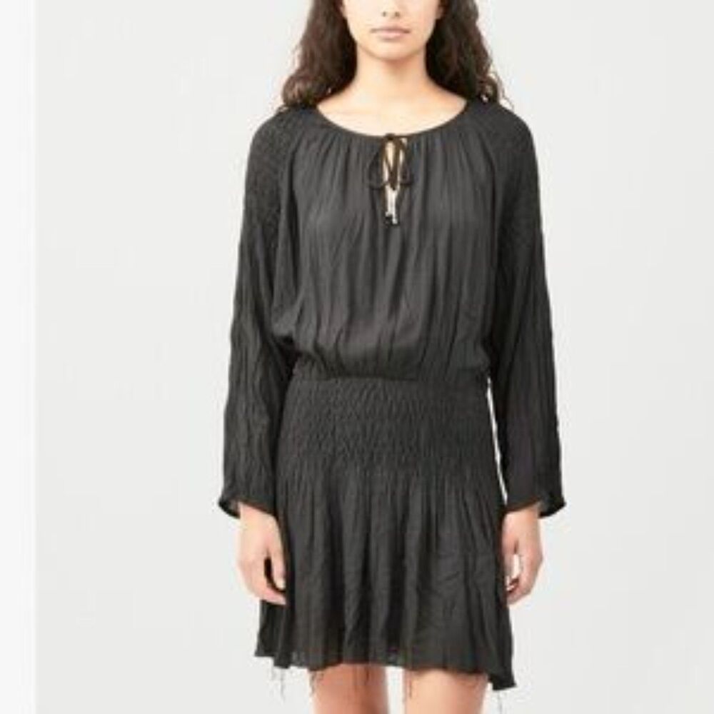 Free People Black Long Sleeve Peasant Gauze Dress Size Medium